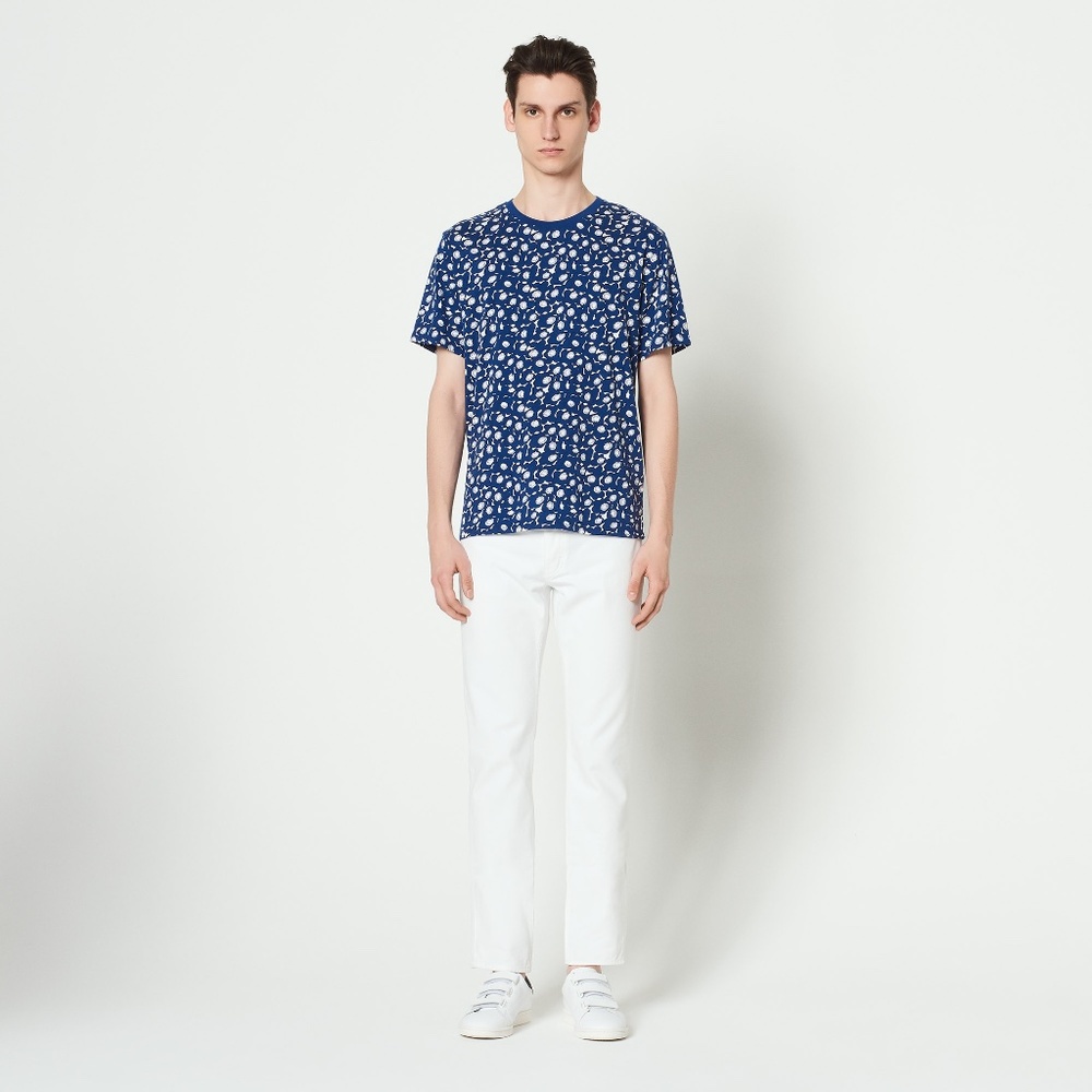 SANDRO PARIS FLORAL PRINT T-SHIRT NAVY & WHITE